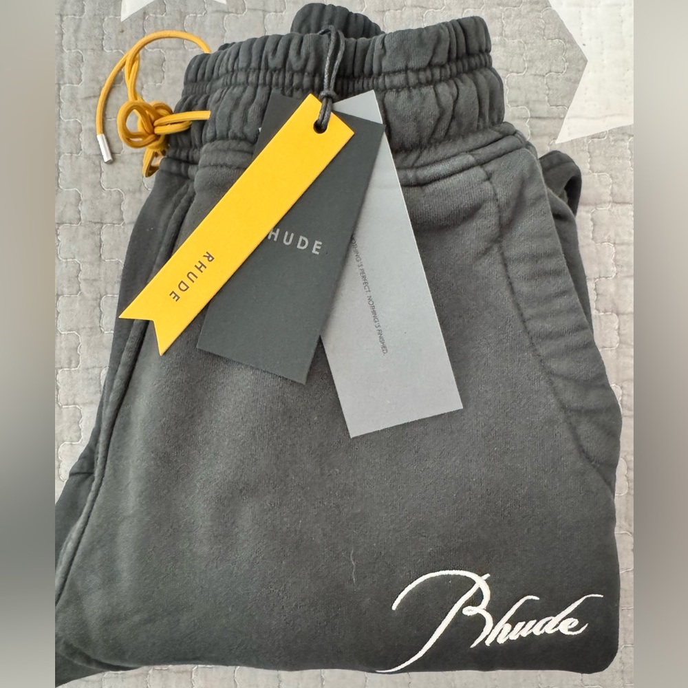 Brand New RHUDE Black Sweatpants with Yellow Drawstring size Medium with Tags!!